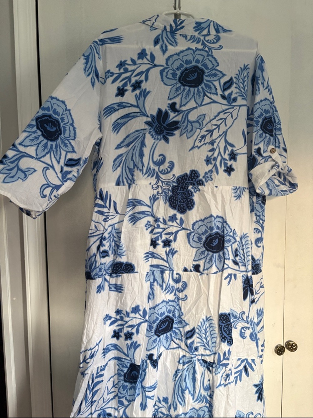 Mlle Gabrielle Blue & White Floral Tiered Midi Dress - Picture 12 of 14